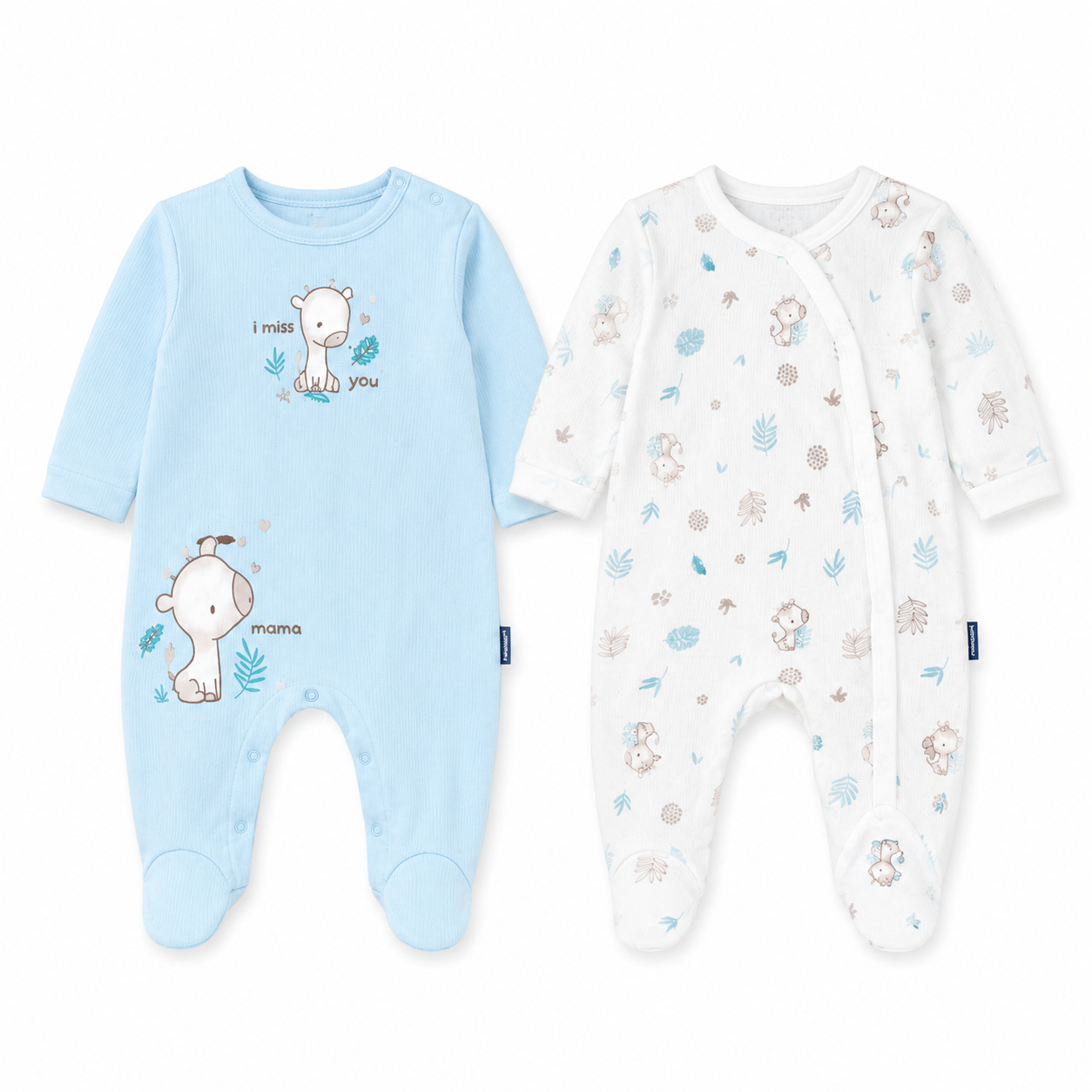 Baby Boys Twin Pack Giraffe Romper Set