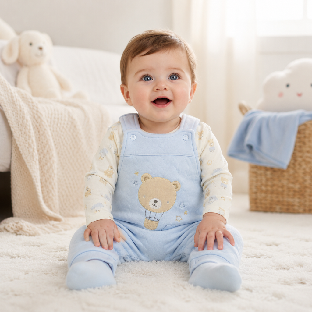 Teddy Balloon Dungaree Set