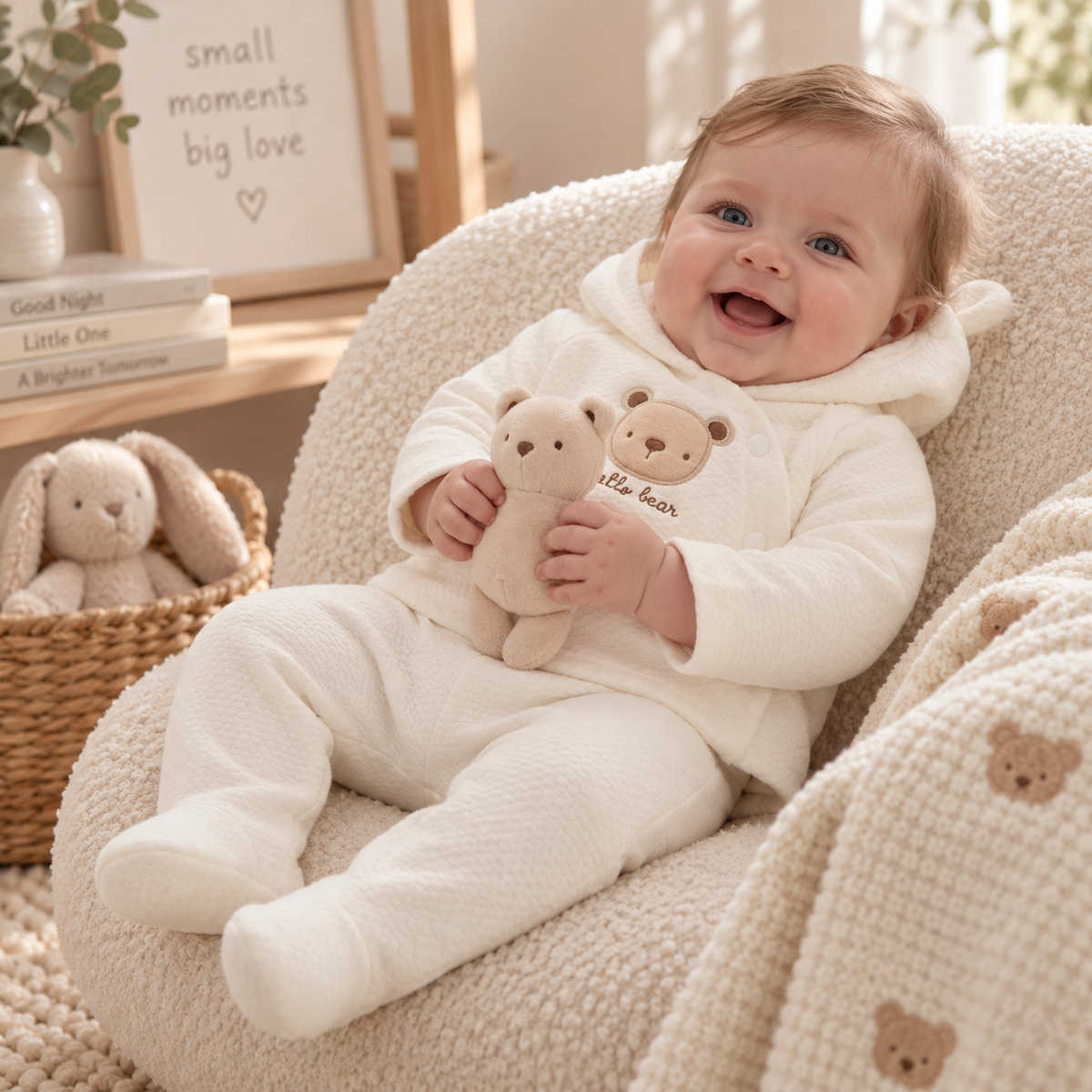 Quilted Teddy Outfit with Plush Bear Toy
