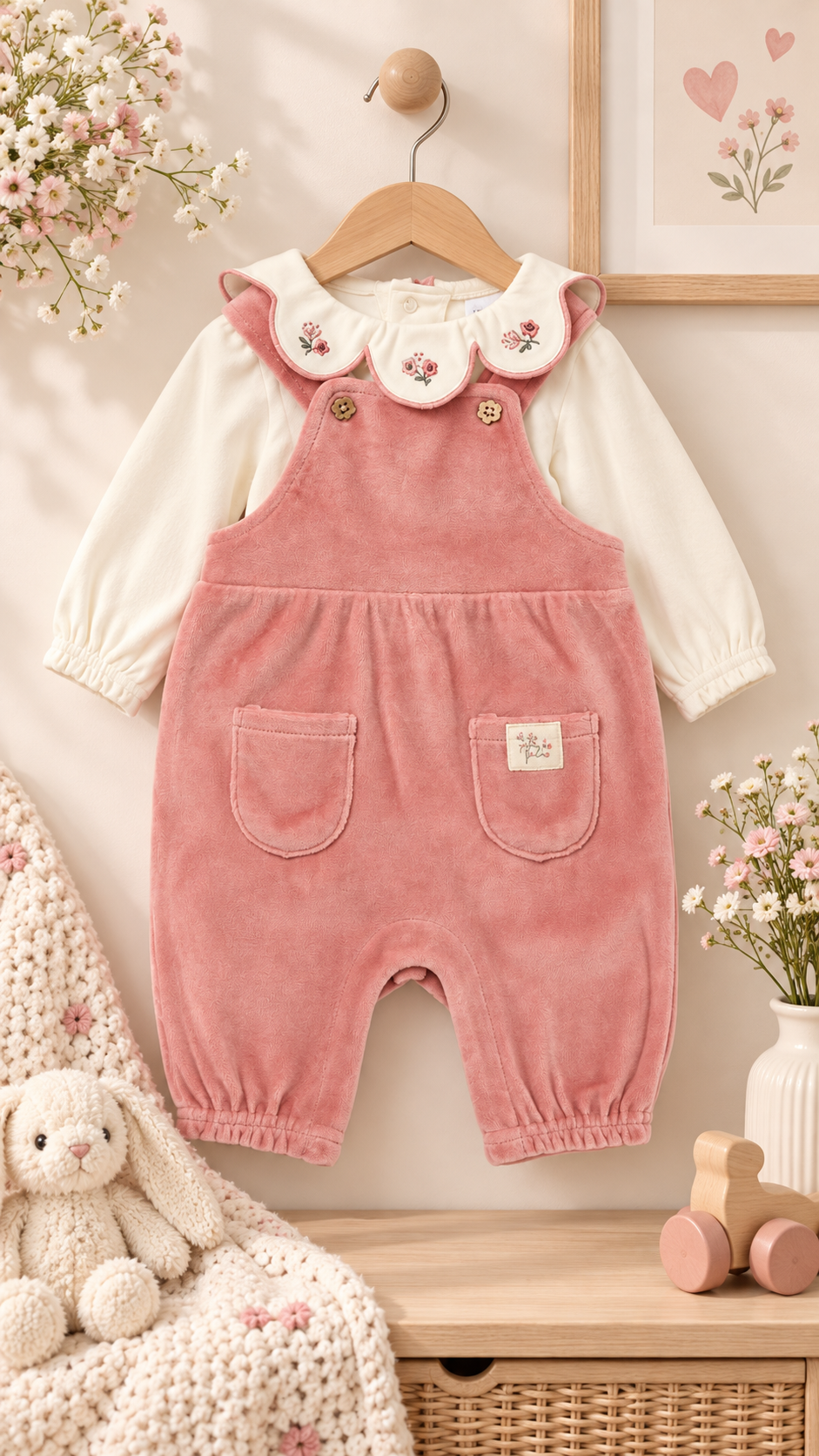 Baby Girl Embroidered Velour Set