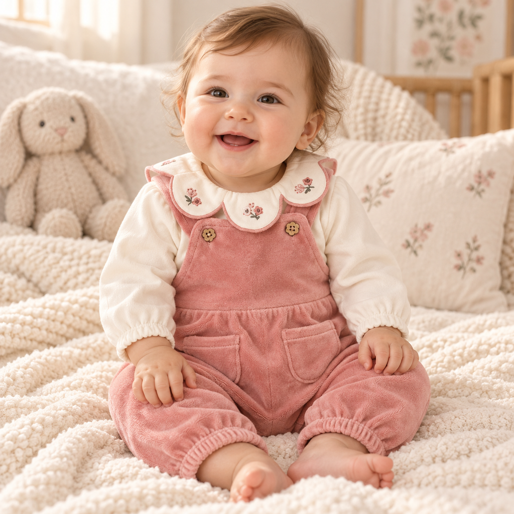 Baby Girl Embroidered Velour Set