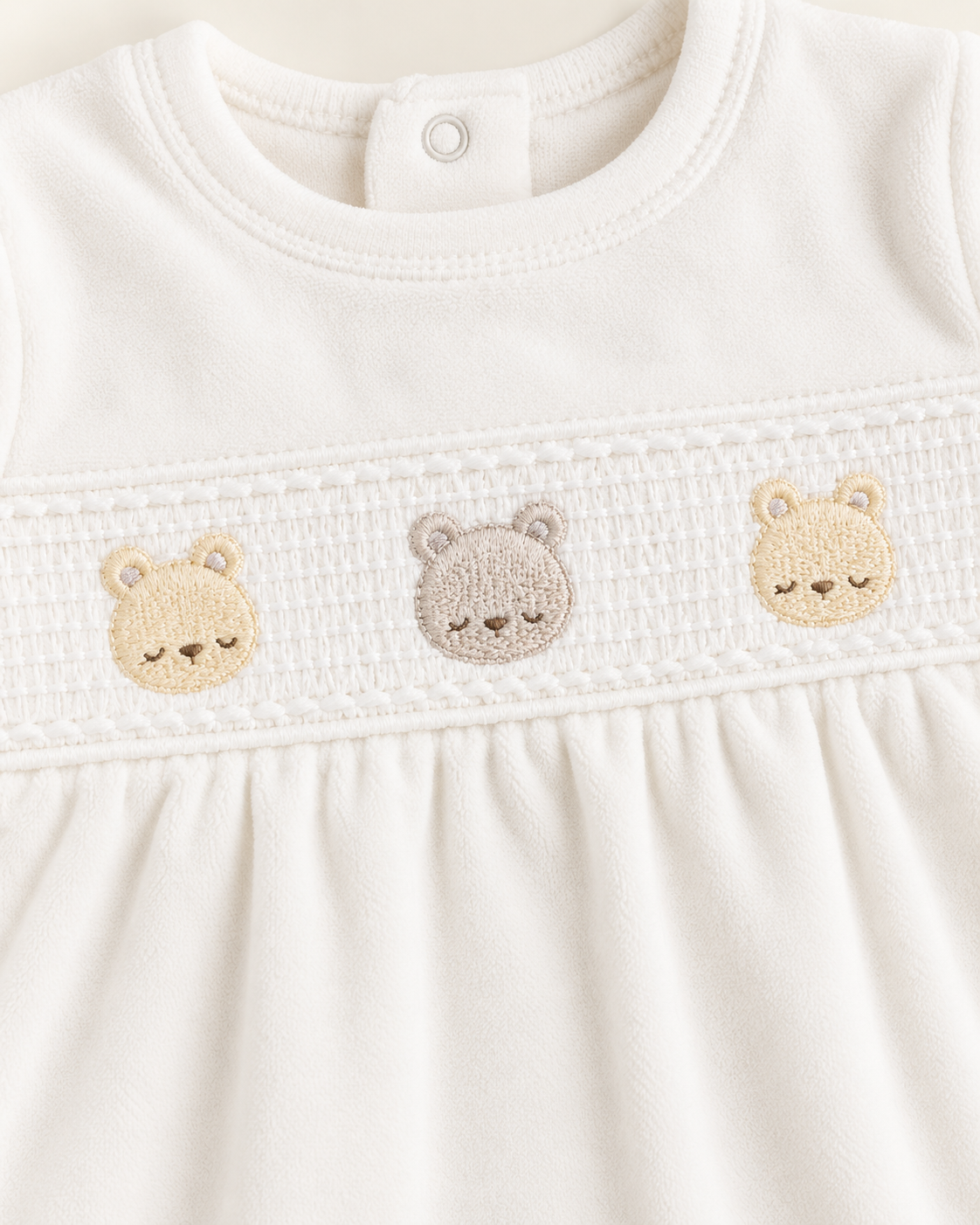 Baby Boy Embroidered Velour Sleepsuit