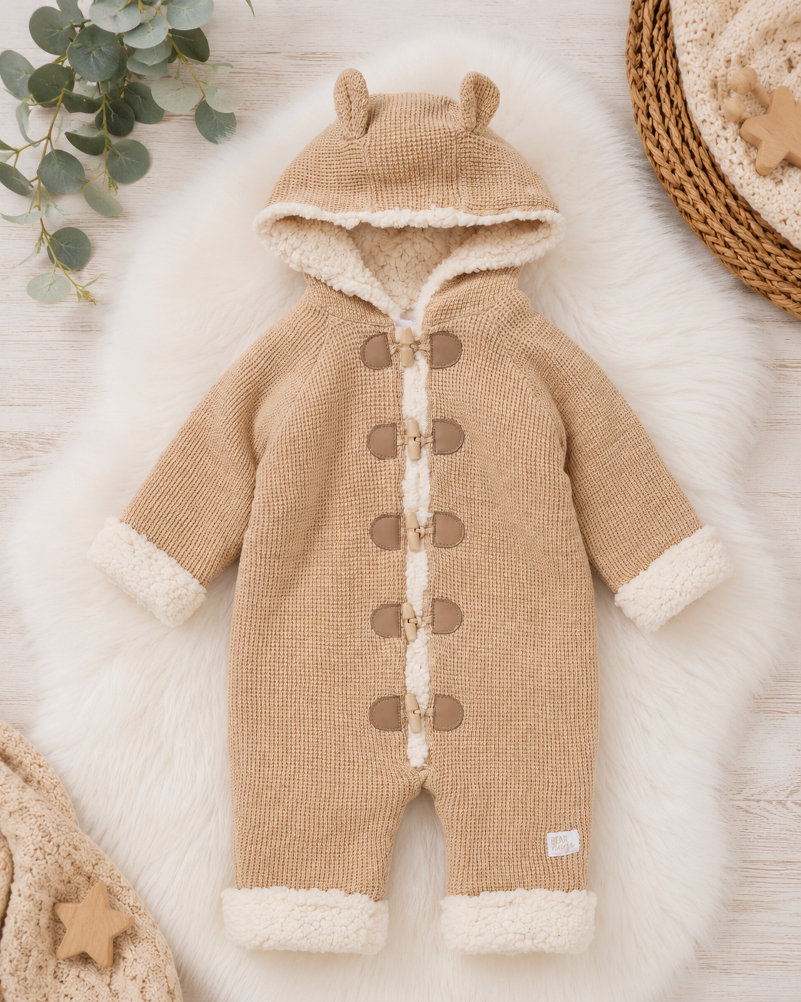 Snuggle Bear Knitted Pramsuit