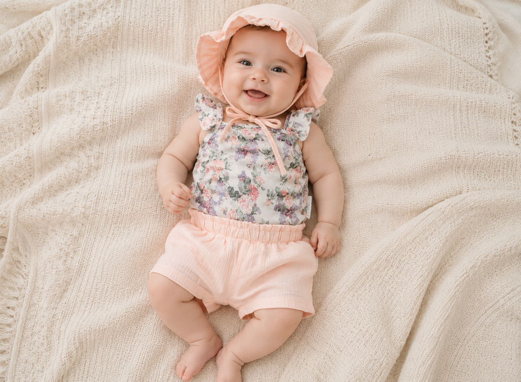 Girl Muslin with shorts and hat