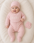 BABY PINK QUILTED 5-PIECE - GIFT SET INCLUDING FOLDABLE CHANGING MAT