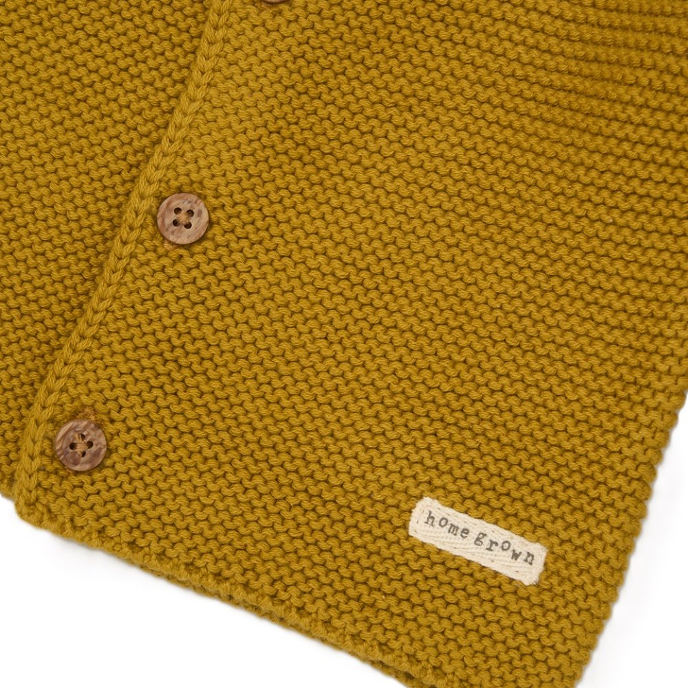 Baby Boy Mustard Organic Cotton Knit Cardigan