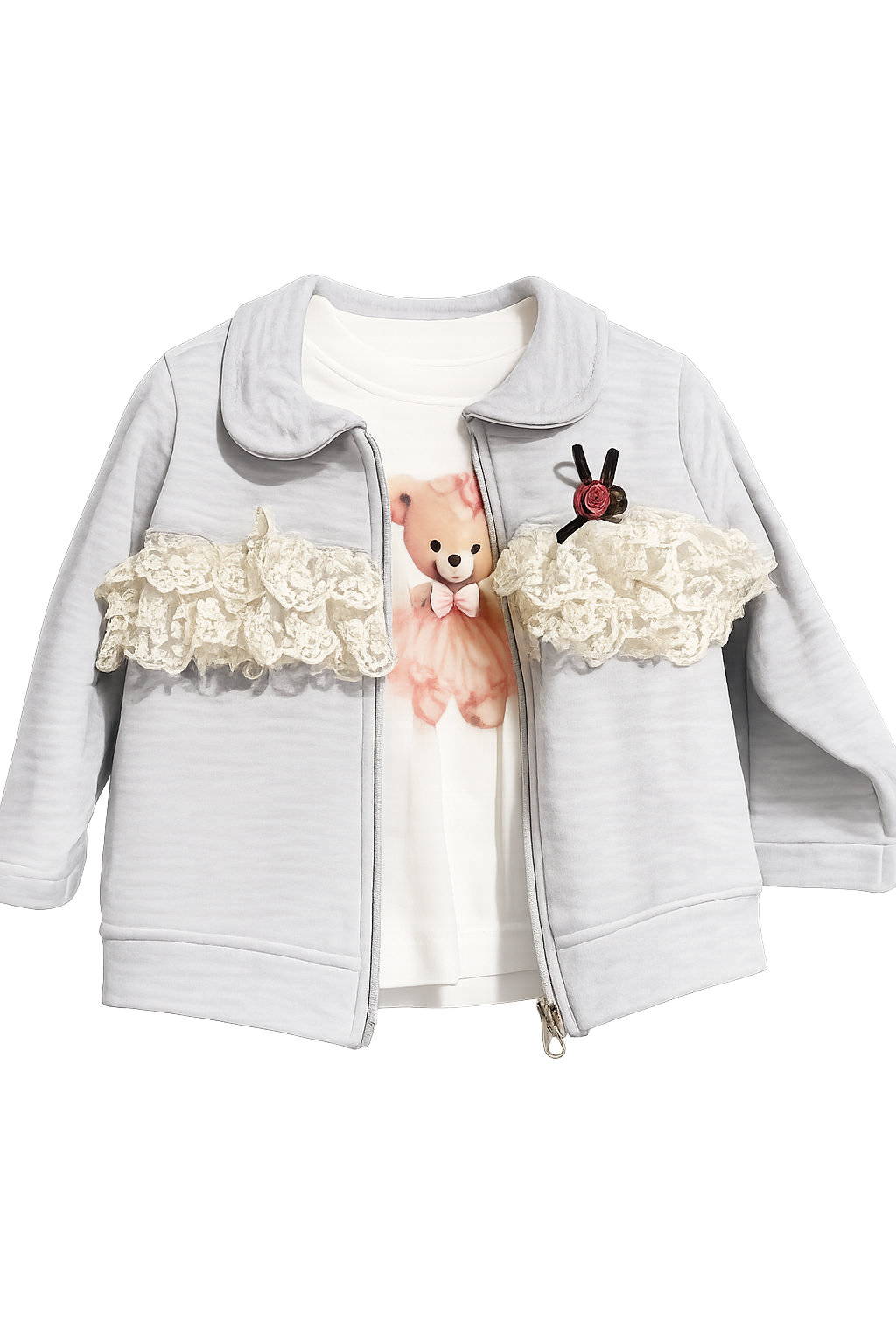 Baby Girls 3pc Lace Teddy Set