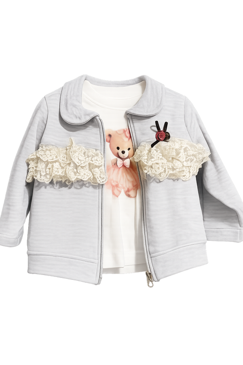 Baby Girls 3pc Lace Teddy Set