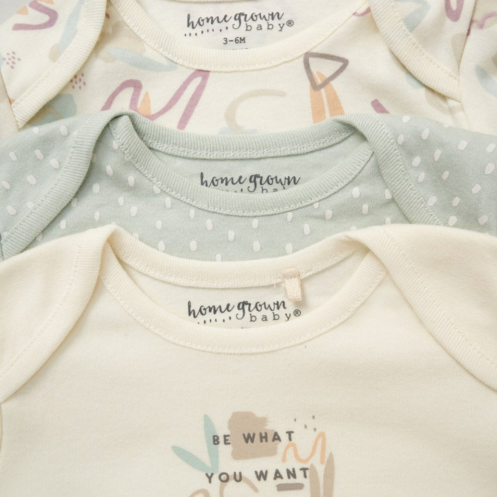 Unisex Organic Cotton 3 Pack Bodysuits
