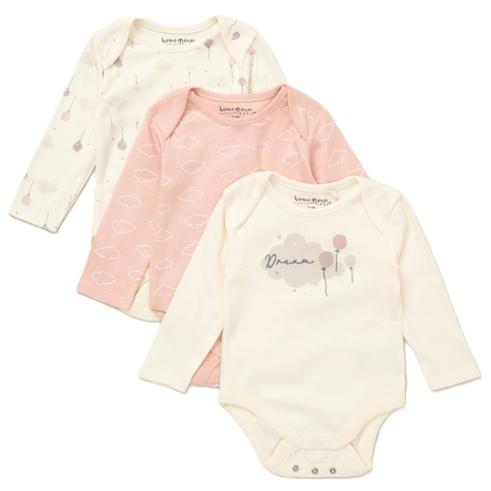 Baby Girls Organic Cotton 3 Pack Bodysuits
