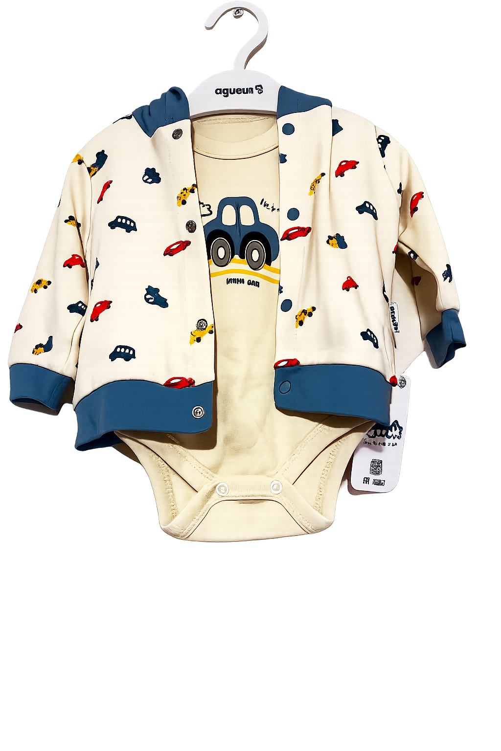 Baby Boys 3pc Cars Hooded Top, Vest & Bottoms Set