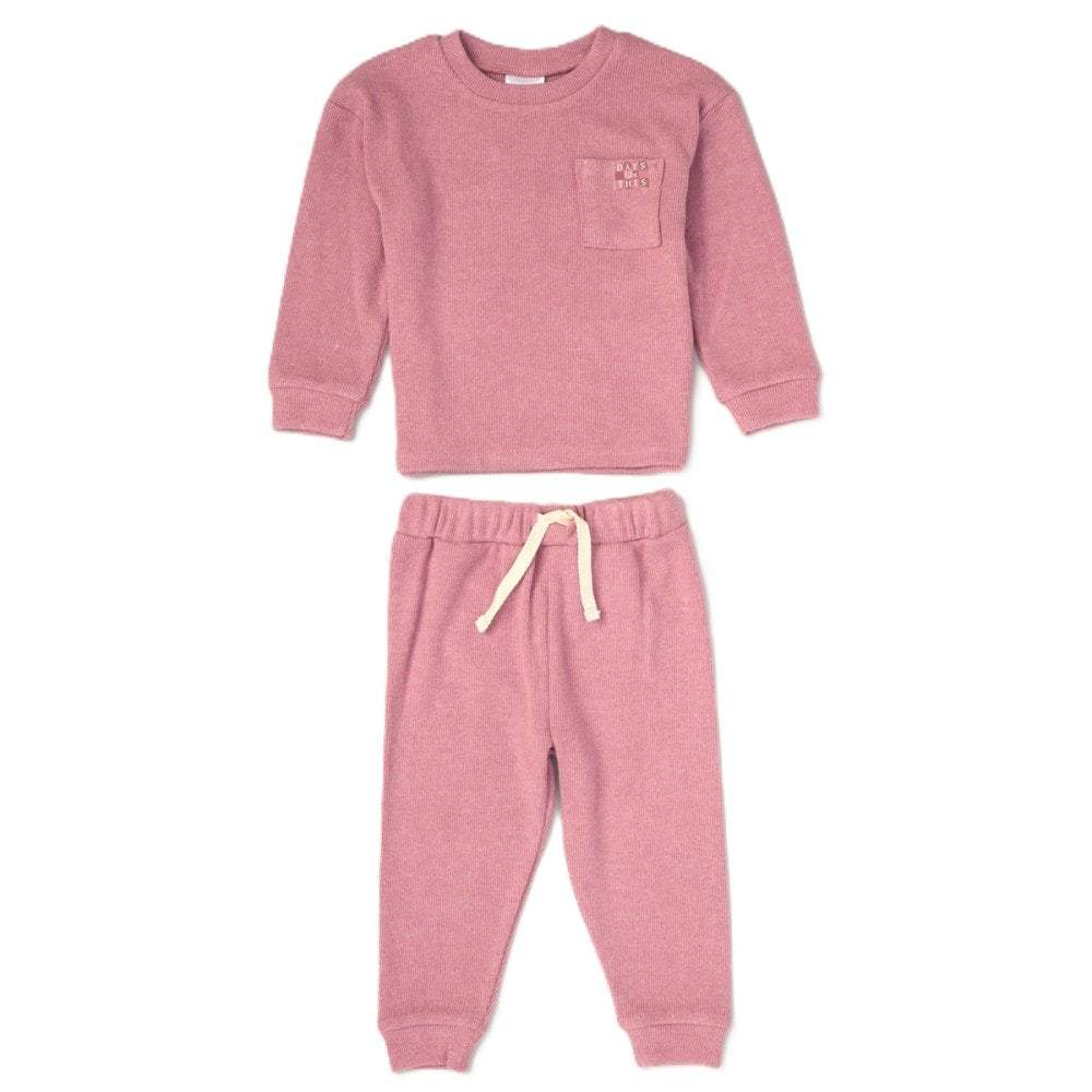 Girls Brushed Rib Sweatshirt & Jog Pant Outfit
