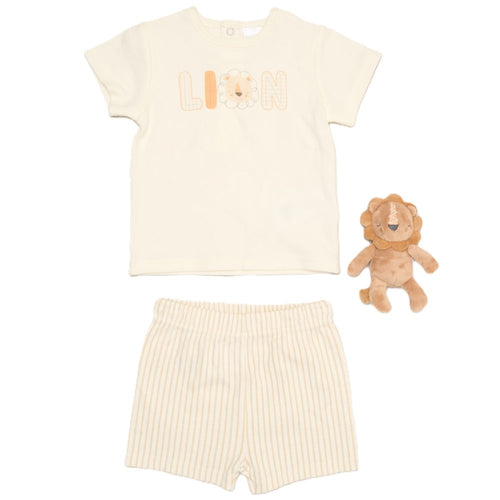 Baby Boys Lion T-Shirt, Shorts & Plush Toy Set