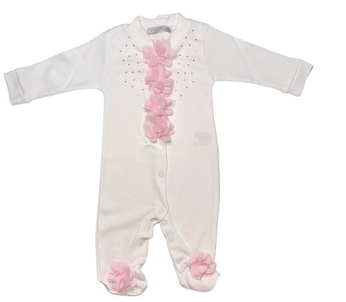 All in one bodysuit with 3D flower and hat