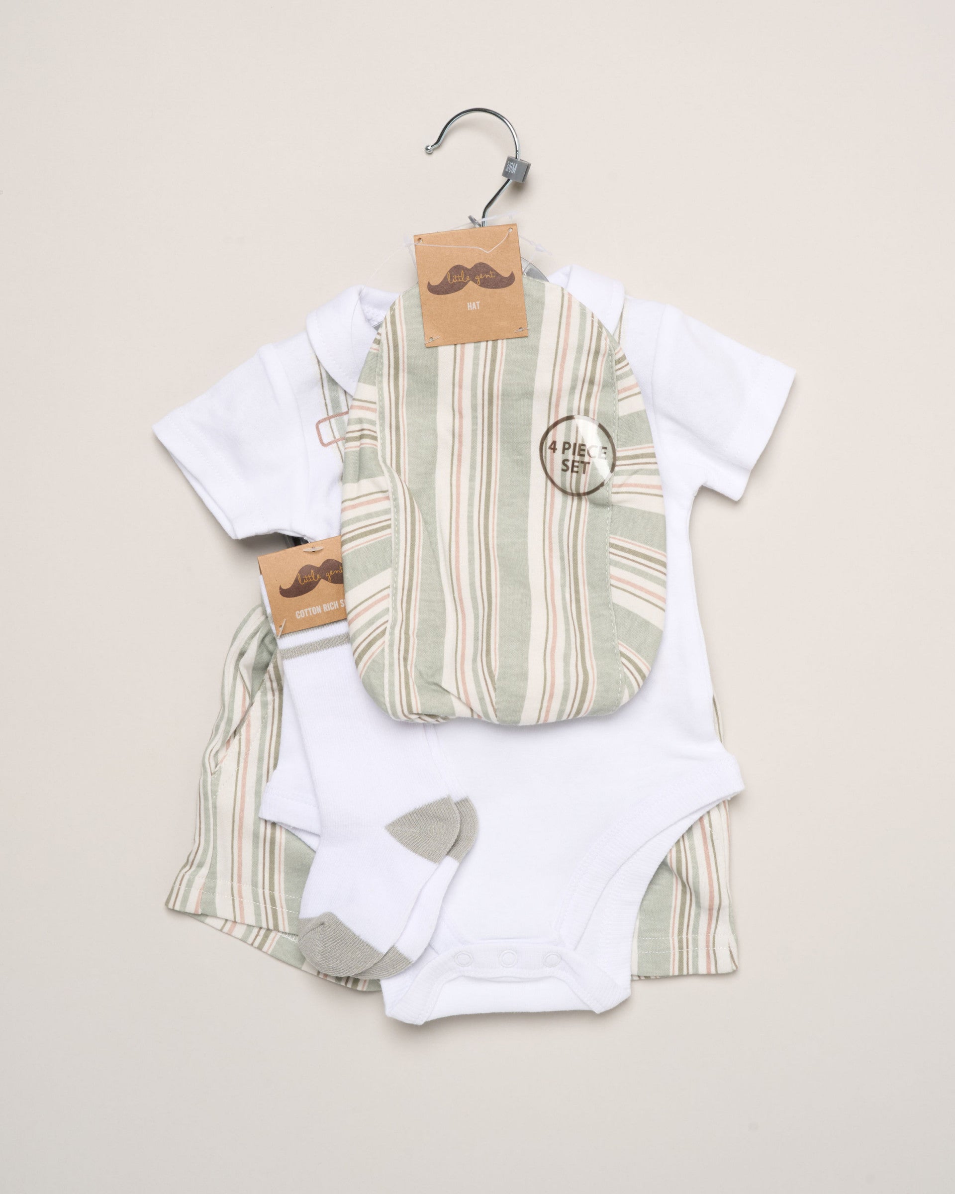 Boy Stripped Bodysuit with shorts, cap and socks