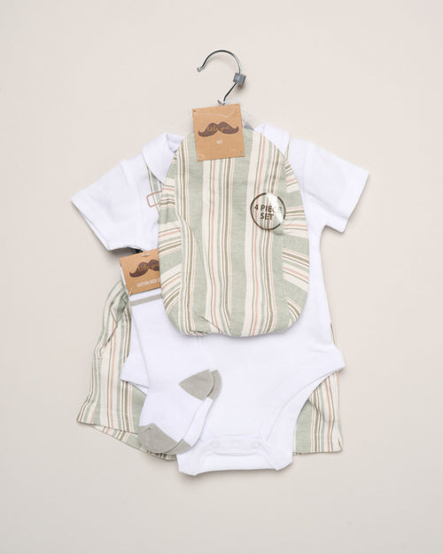 Boy Stripped Bodysuit with shorts, cap and socks