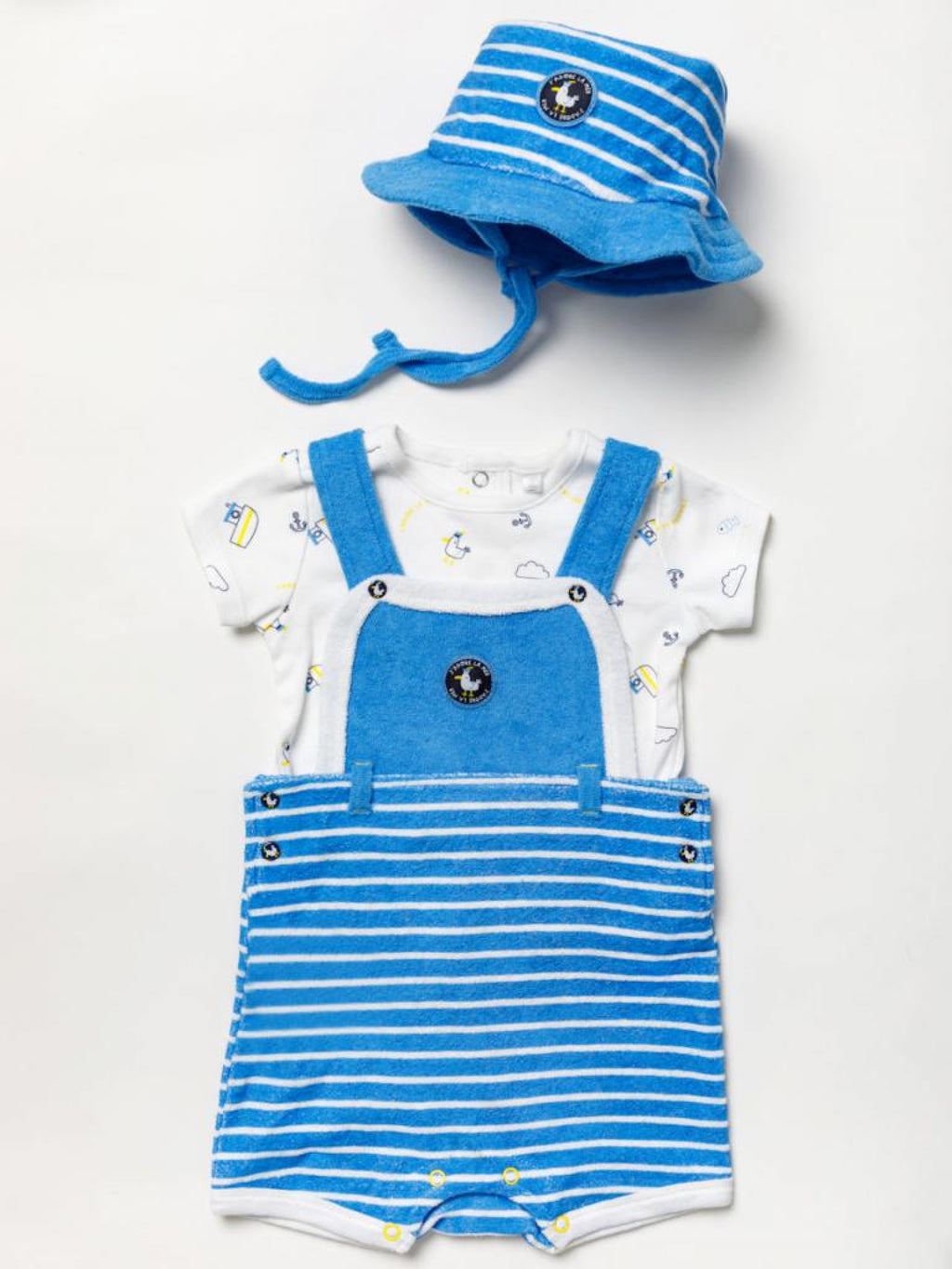 Boy Short Dungaree Set and hat