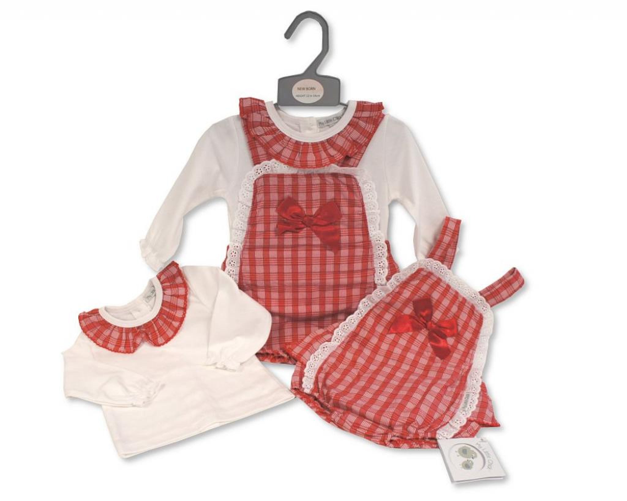 Girl "Lace and Bows" Dungaree Set