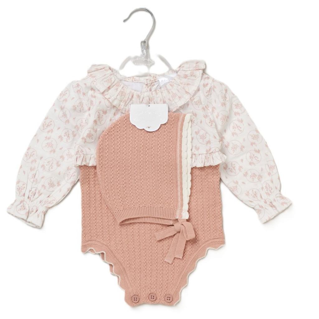 Floral Romper with bonnet