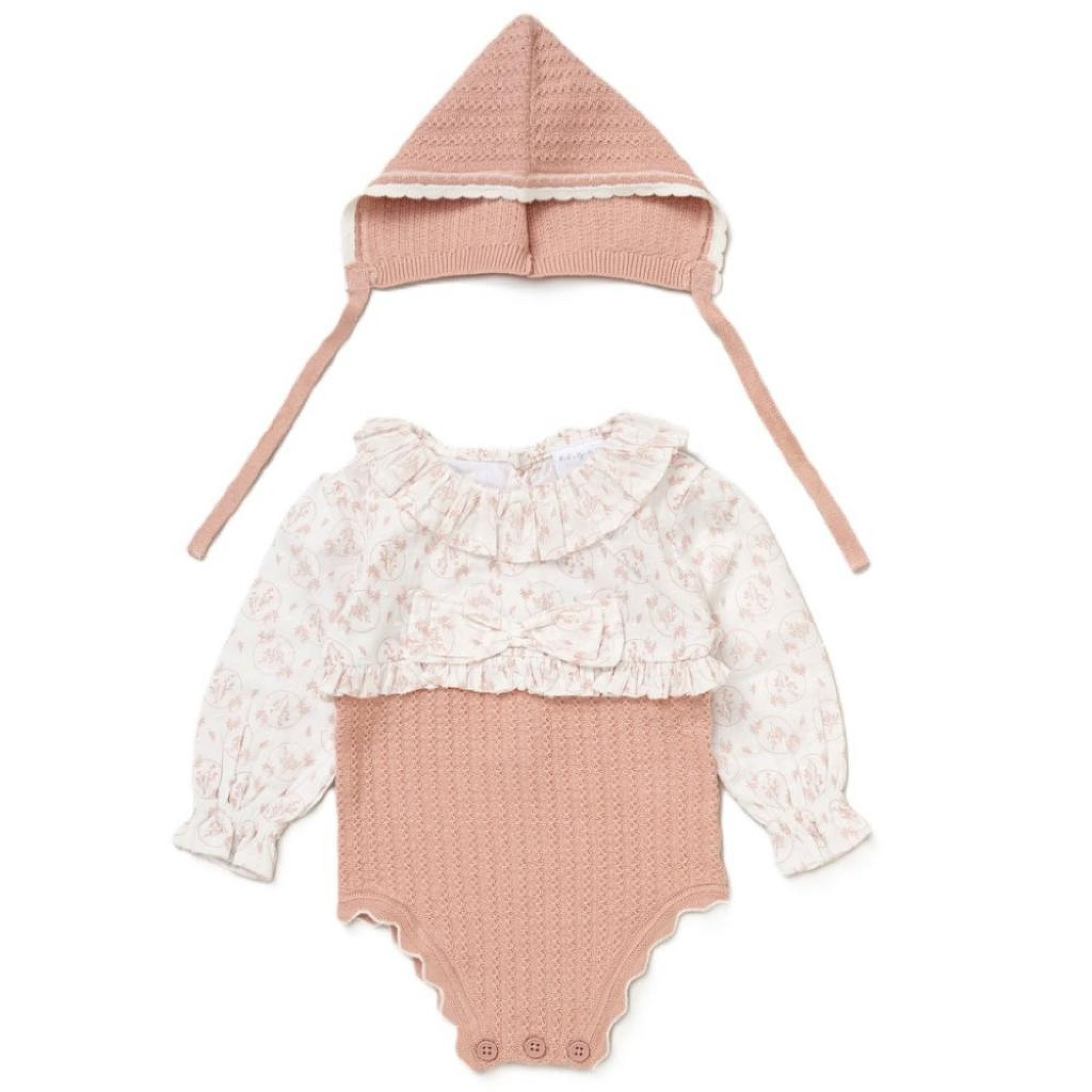Floral Romper with bonnet