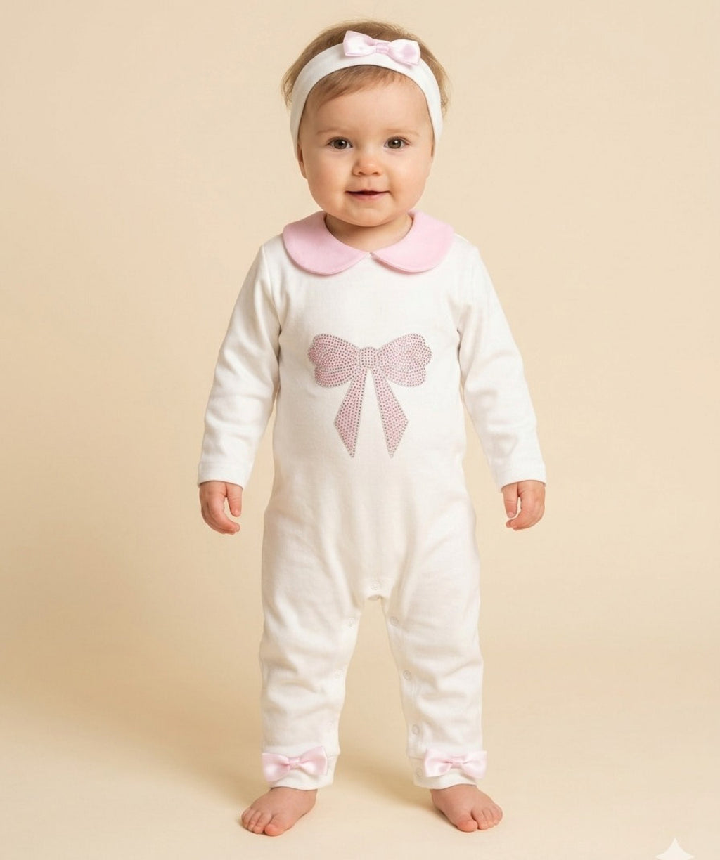 Diamante Bow Romper Set
