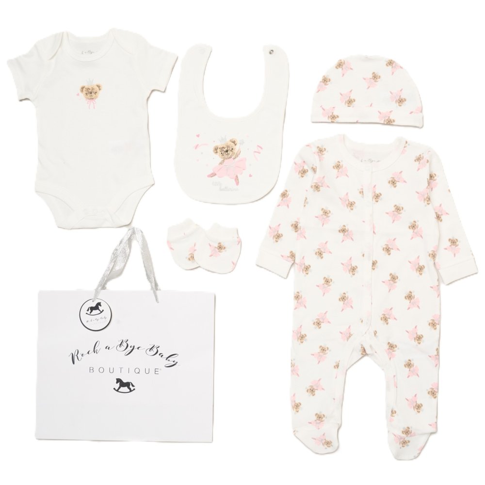 Baby Girls Bear Ballerina 6 Piece Mesh Bag Gift Set