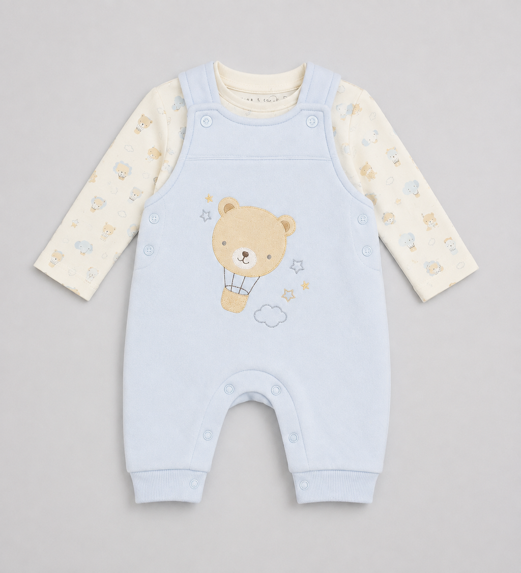 Teddy Balloon Dungaree Set