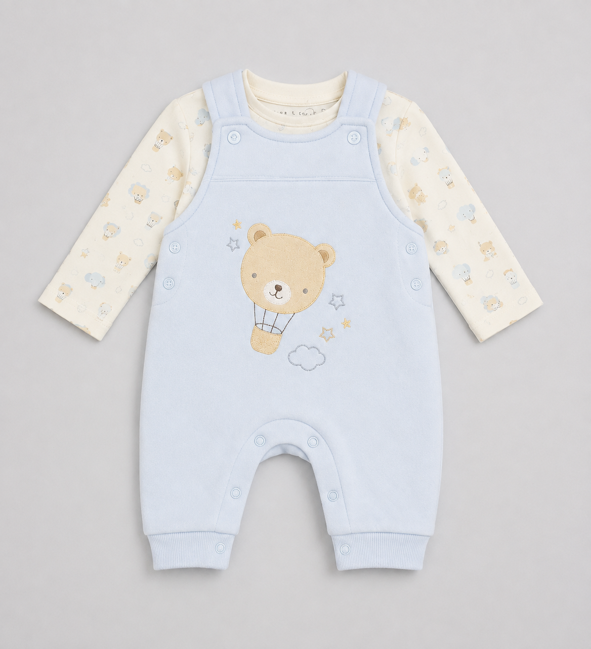Teddy Balloon Dungaree Set