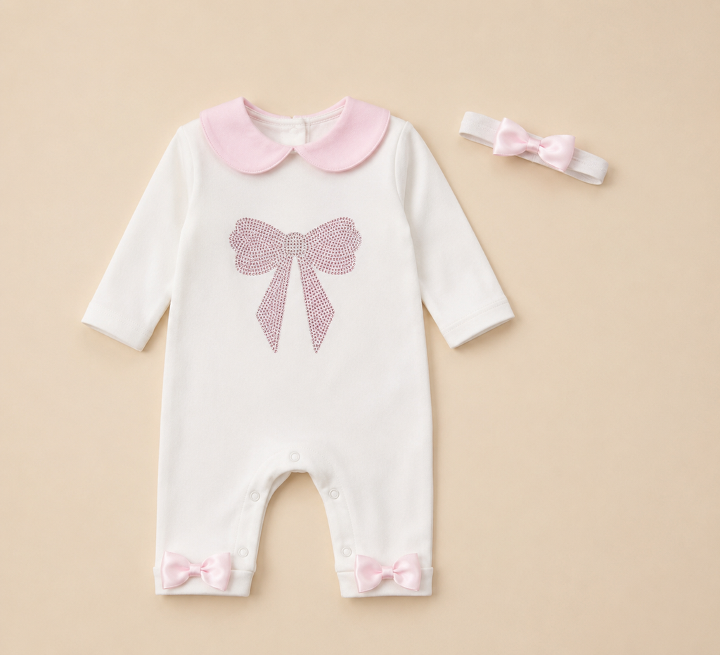 Diamante Bow Romper Set